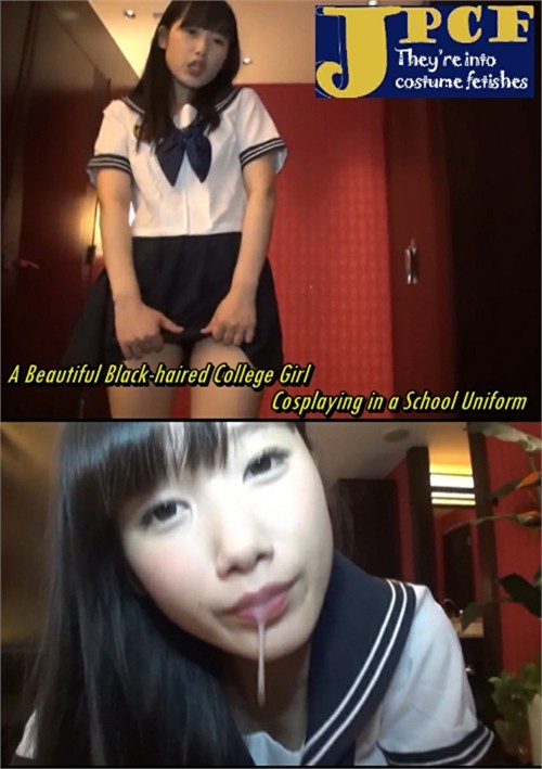 A Beautiful Black Haired College Girl Cosplaying in a School Uniform